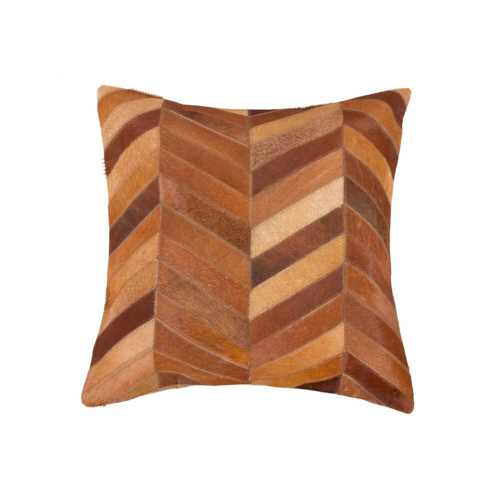 Natural Home Decor Torino Chevron Cowhide Pillow | 1-Piece | Tan | 18"x18"